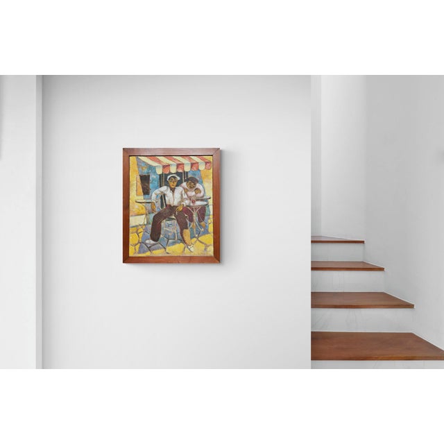 Eduard Braun, Two Men in Front of the Bar, 1935, Oil Painting on Canvas, Framed For Sale - Image 4 of 10