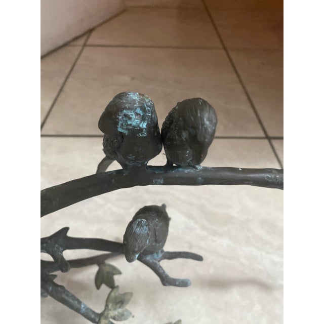 amazing bronze/brass sculpture of five birds on tree branch done in the style of Giacometti has great patina the casting...