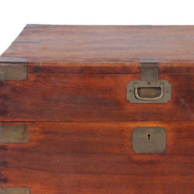 Late 19th Century Late 19th Century Campaign Marine Chest in Camphor Wood For Sale - Image 5 of 9