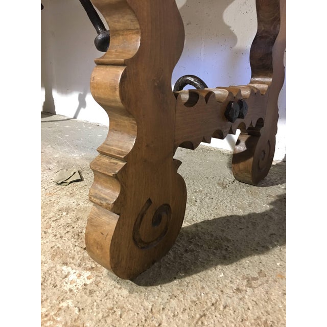 18th Century Baroque Farm Refectory Desk Table With Two Drawers & Stretchers For Sale - Image 4 of 13