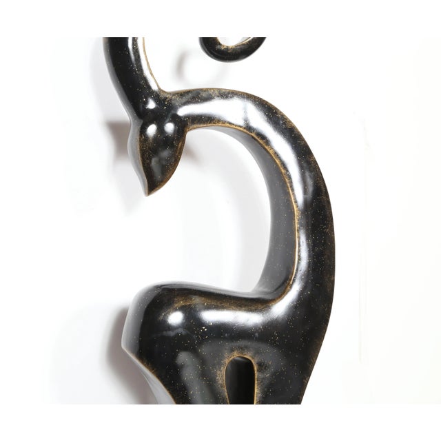 Wood 1980s Wood Antelope Sculpture on Metal Base For Sale - Image 7 of 9