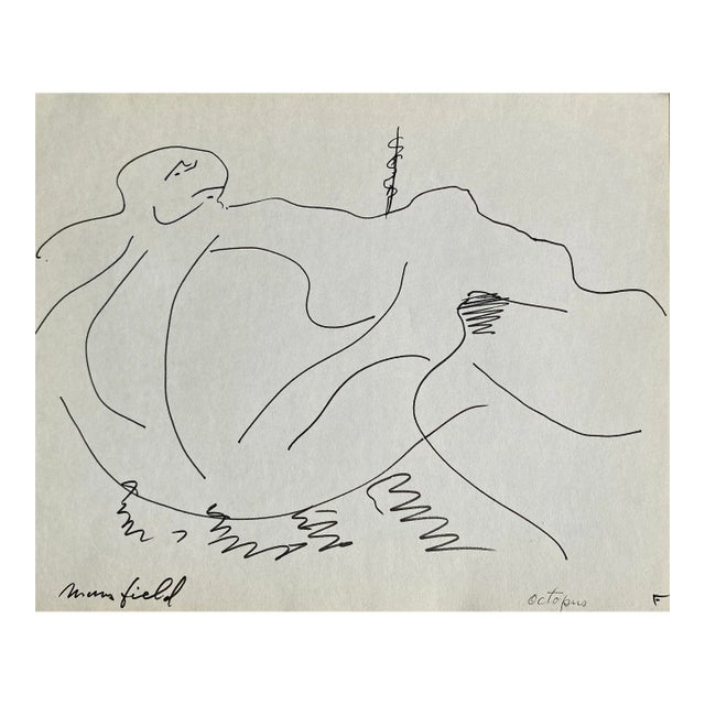 1960s Frank Wallace Abstract Drawing of Mount Mansfield For Sale