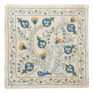 20"x20" All Silk Embroidered Cushion Cover. Handmade Pillowcase. New Toss Pillow For Sale