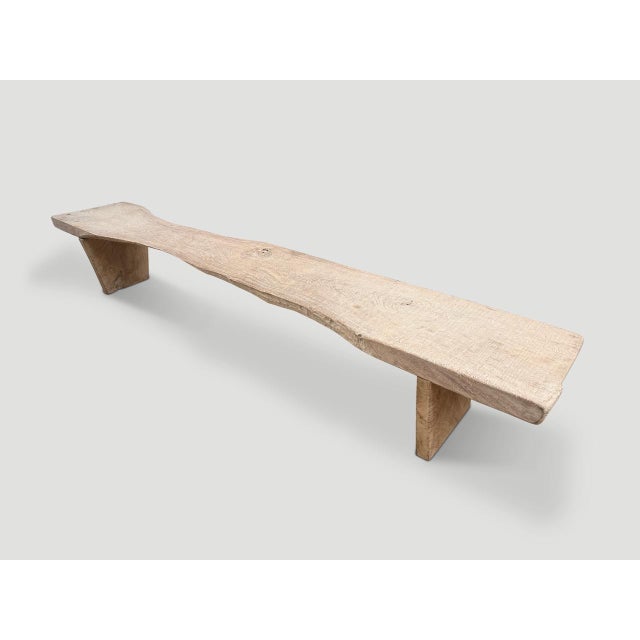 Andrianna Shamaris Impressive Live Edge Teak Wood Long Bench For Sale - Image 16 of 18
