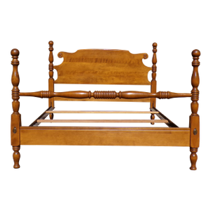Vintage Ethan Allen Baumritter Solid Maple Full Double Cannonball Poster Bed