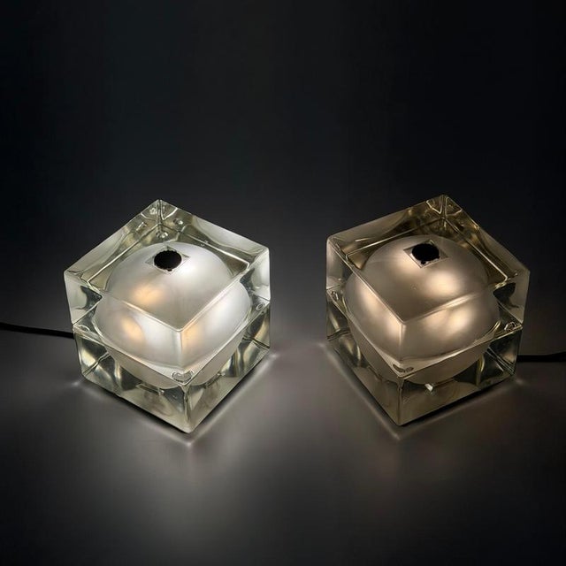 Satin Cubosfera Lamps by Mendini for Fidenza Vetraria, 1960s, Set of 2 For Sale - Image 9 of 18