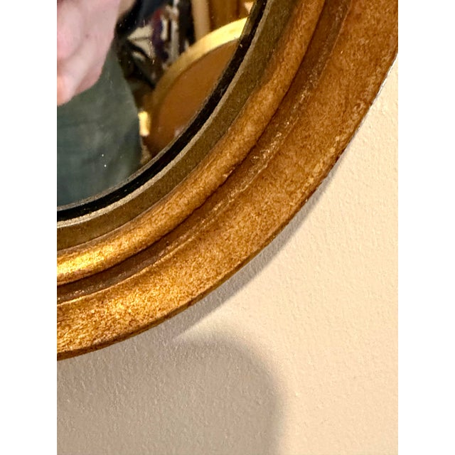 Pair Vintage Gilt Oval Mirrors, Italian, Wood Frame, Hollywood Regency For Sale - Image 4 of 11