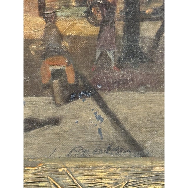 American 1930s Stunning Wpa Era Cityscape Masterpiece Oil Painting Signed "L. Becker" For Sale - Image 3 of 10