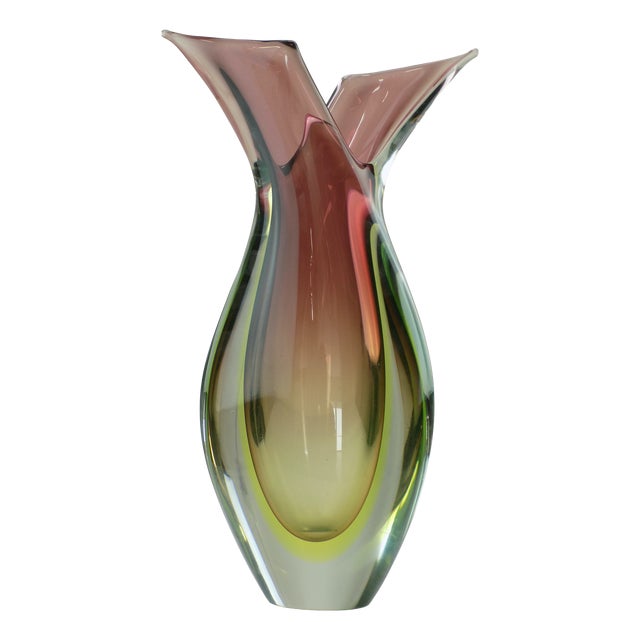 Vintage Green Murano Glass Sommerso Vase by Flavio Poli for Seguso, 1960s For Sale