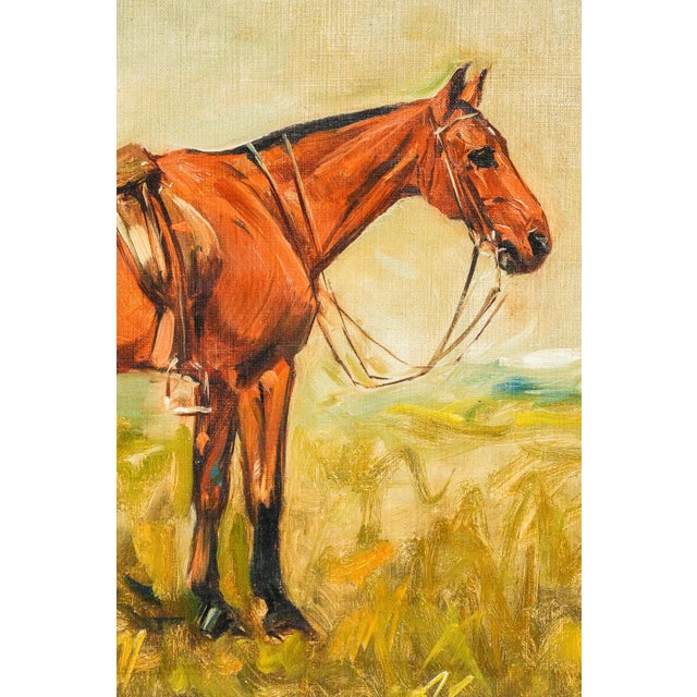 Wonderful Antique Oil Painting of Horse Signed Equestrian Portrait in Gilt Gesso Frame English Country Art For Sale - Image 4 of 13