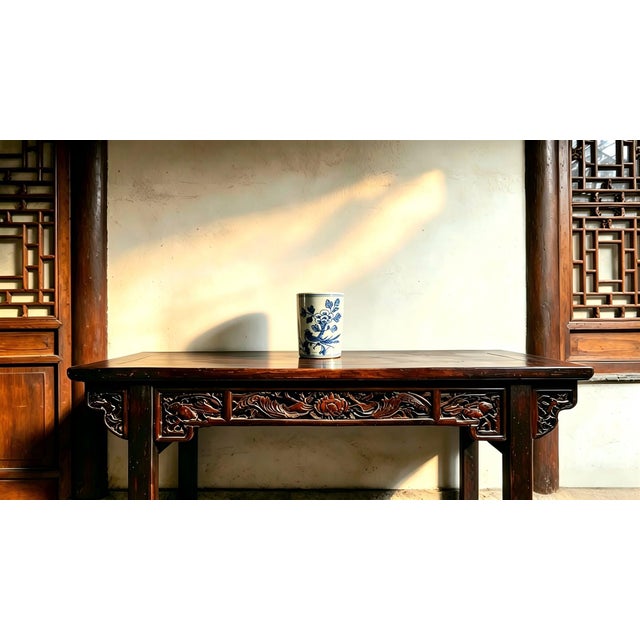 Chinese Ceramic Pot,Blue and White Porcelain Brush Pot Hand Painted Flowers and Birds Pattern For Sale - Image 9 of 11