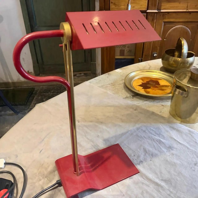 1980s Mid-Century Modern Brass and Metal Desk Lamp by Goffredo Reggiani For Sale - Image 6 of 13