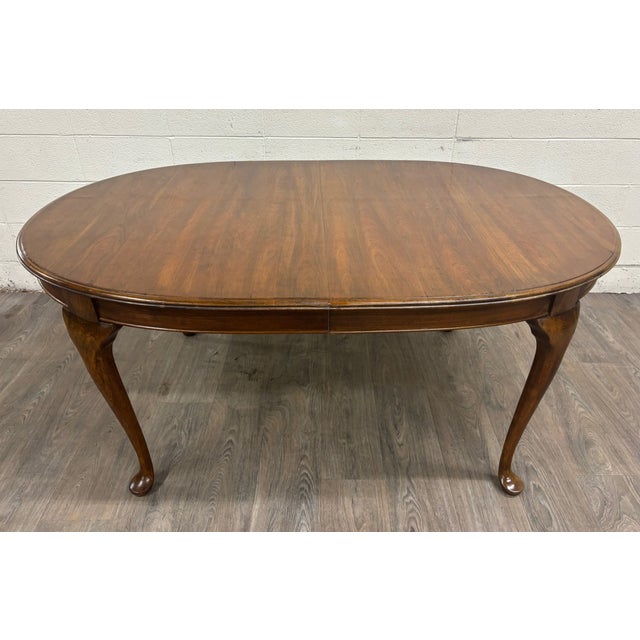 Vintage Queen Anne Style Oval Walnut Dining Table For Sale - Image 9 of 10