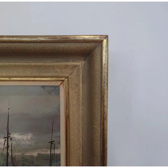 Ezelino Briante, Le Grand Port, Oil on Cardboard, 1960s, Framed For Sale - Image 6 of 9