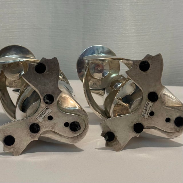 1990’s Restoration Hardware Silver Plated Penguin Candle Stick Holders - A Pair For Sale - Image 10 of 11
