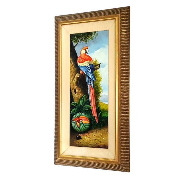 Brunschwig & Fils Parrot Painting by Girardi 1986 and Designed by Kinder-Harris For Sale - Image 4 of 17