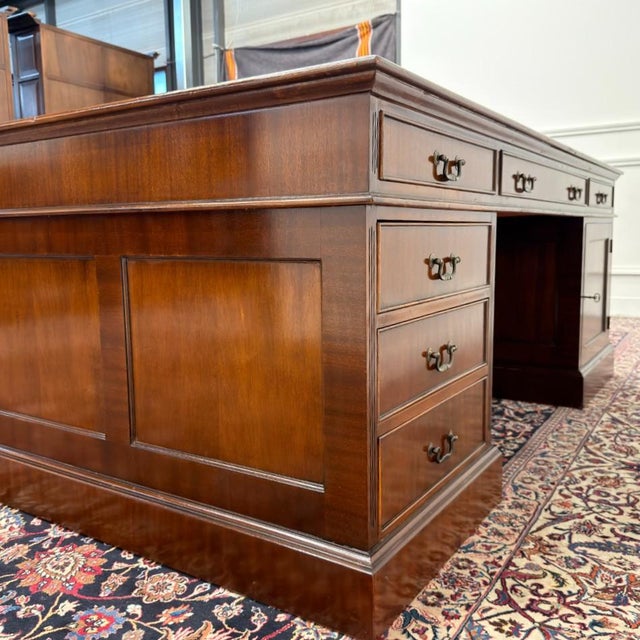 Metal Large English Classic Partner Desk For Sale - Image 7 of 18