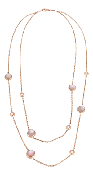 Kabana Diamond Mother of Pearl Button Motifs 18k Rose Gold 2 Layered Necklace