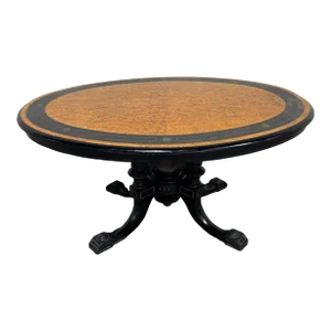 Ebony and Burl Oval Coffee Table