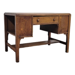 Antique Auglaize Furniture Stickley Style Tiger Oak Writing Desk Library Table For Sale