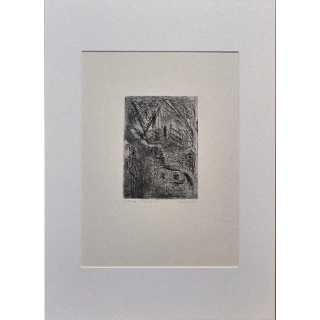 Composition is an original etching realized in 1942. Hand-signed and at bottom right.unreadable sign. Sheet dimension: 38...
