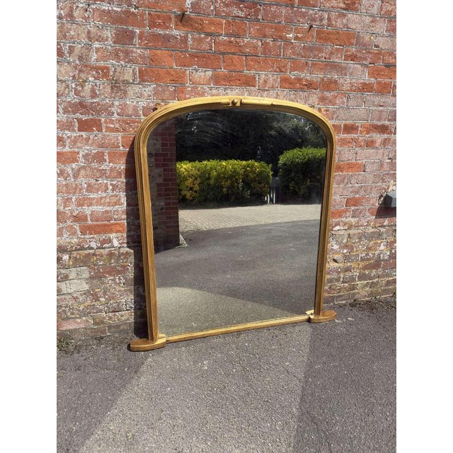 Large Antique English Arched Top Gilt Overmantle Mirror, 19th Century For Sale - Image 8 of 8