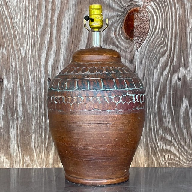 Ceramic Vintage Boho Ceramic Circles Lamp For Sale - Image 7 of 8