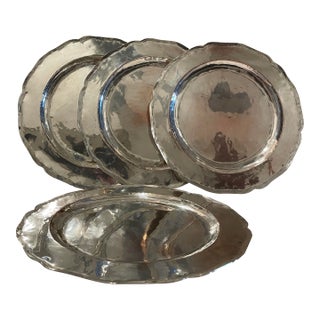 Antique Arts & Crafts Hammered Silverplate Chargers - Set of Four For Sale
