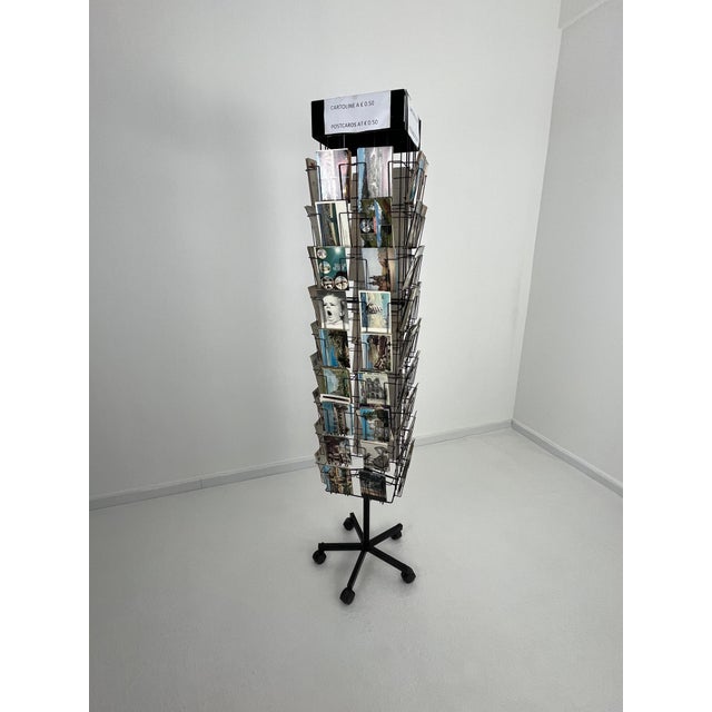 Mid-Century Modern Vintage Revolving Display with Postcards, 1960s For Sale - Image 3 of 10