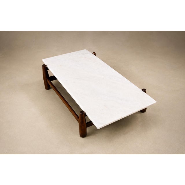 Architectural Brazilian Modern Coffee Table in Rosewood and Marble, Cimo, 1950s For Sale - Image 4 of 18