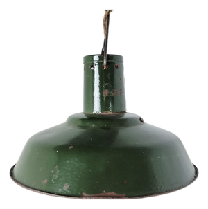 Vintage Industrial Dark Green Enamel Pendant Light, 1960s