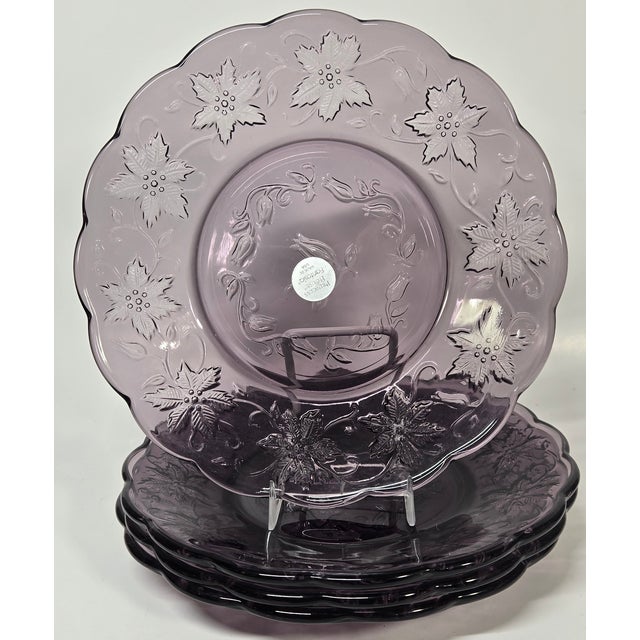 Amethyst Poinsettia Dessert/ Salad Plates- Set of Four For Sale - Image 11 of 11