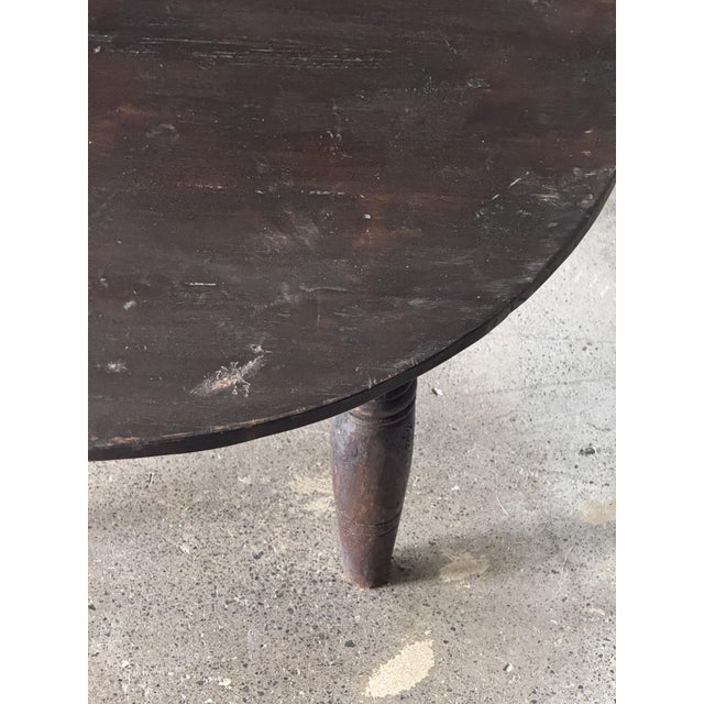Wood Vintage Round Coffee Table in Indonesian Teak with Turned Legs, 1960s For Sale - Image 7 of 15