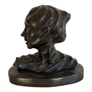 Modern Bronze Female Bust Sculpture Art Figurine For Sale