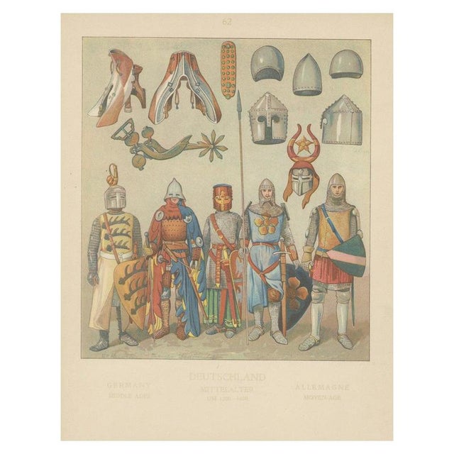After Max Tilke, Medieval German Knights and Armor, 1880, Print For Sale - Image 9 of 9