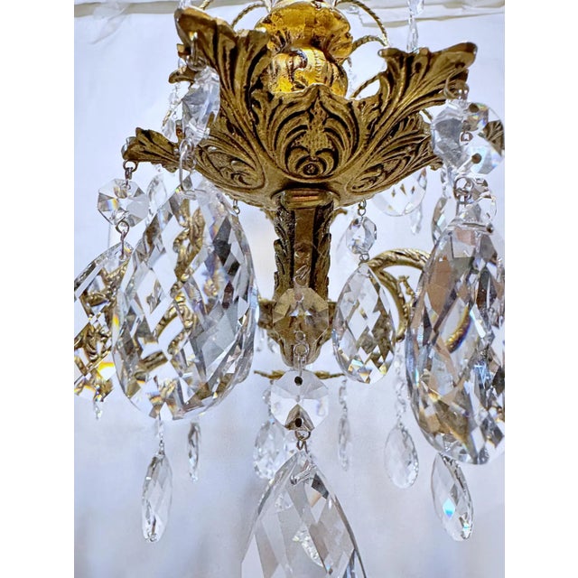 1930's Ornate Bronze Chandelier With Crystal Pendant For Sale - Image 10 of 12