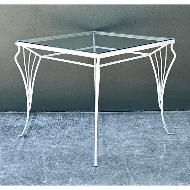 Vintage MCM Wrought Iron Outdoor Dining Set of 5 For Sale - Image 13 of 13