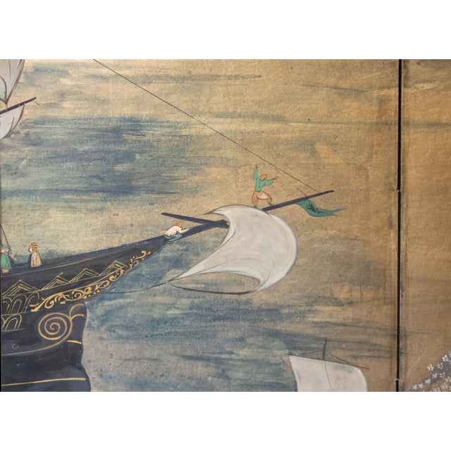 "Nanban Ship at Arrival", Early to Mid Showa Era Japanese Byobu Screen For Sale - Image 12 of 18
