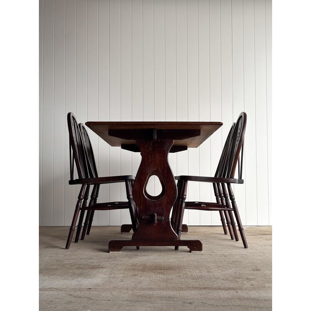 Vintage Old World Refectory Oak Trestle Dining Table For Sale - Image 15 of 17