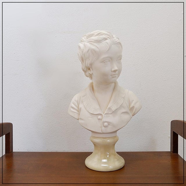 Jean-Antoine Houdon, Bust of Alexandre Brongniart, 1970s, Porcelain & Alabaster For Sale - Image 13 of 18