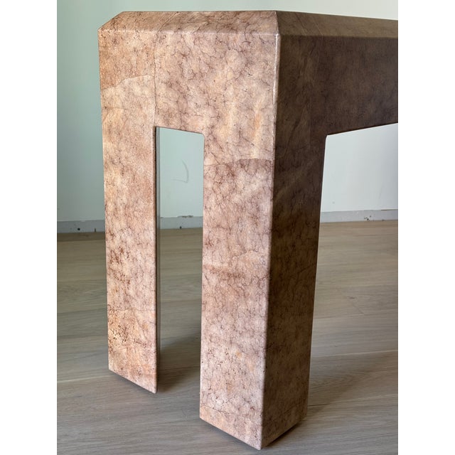 Tan 1980s Steve Chase Parchment Covered Console Table For Sale - Image 8 of 12