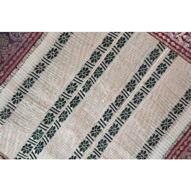 Decorative Throw Silk Pillow Made From Vintage Sari Borders, India For Sale - Image 9 of 13
