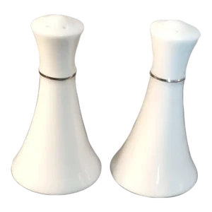 1950s Lenox Usa Silver Rimmed Porcelain Salt & Pepper Shakers- a Pair
