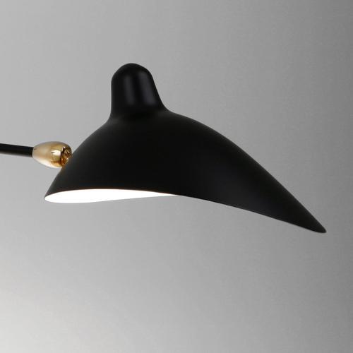 Mid-Century Modern Black One Rotating Stright Arm Wall Lamp by Serge Mouille For Sale - Image 4 of 11