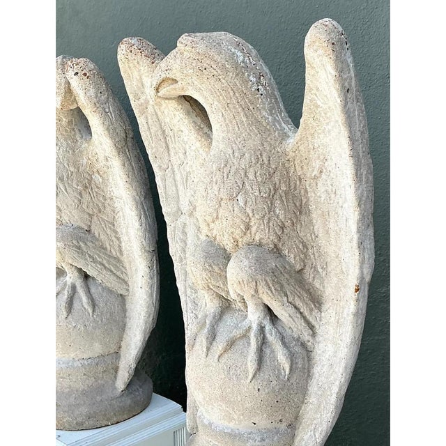 Vintage Cast Cement Eagle Statues - Pair For Sale In West Palm - Image 6 of 12
