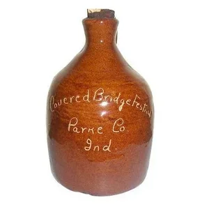 Salesman's Sample Indiana Advertising Salt Glaze Pottery Jug