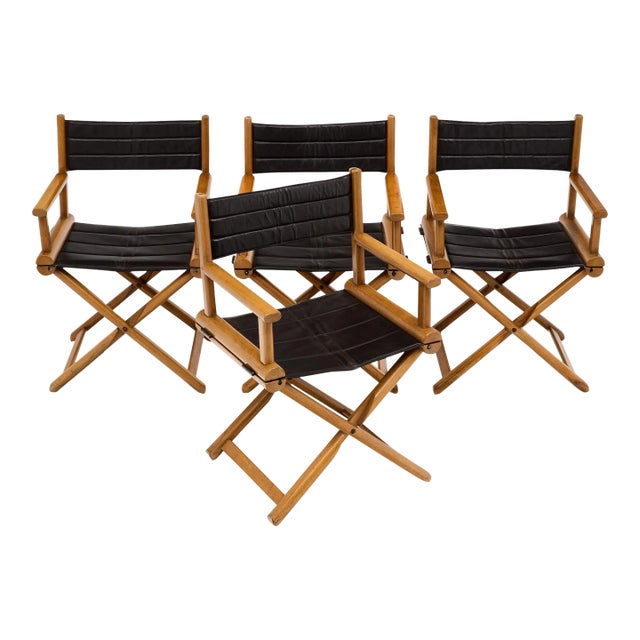 French Vintage Leather Folding Chairs | Chairish
