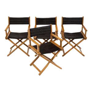 French Vintage Leather Folding Chairs