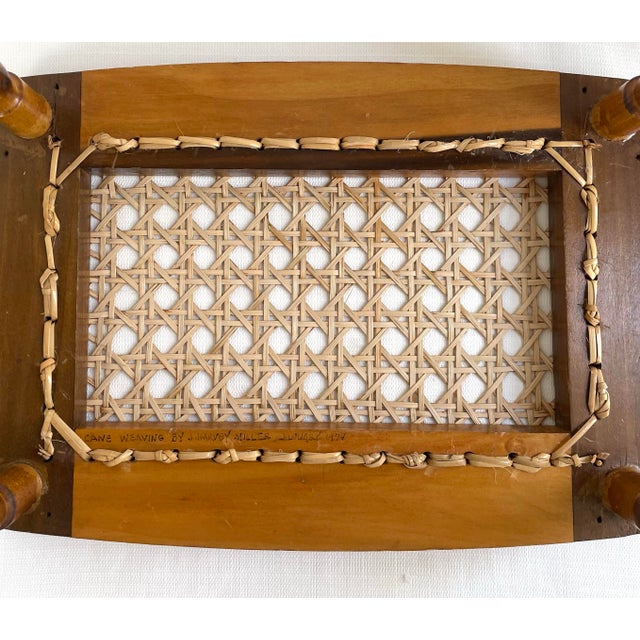 1930s 1930s Colonial Revival Fireside Stool With Cane Seat For Sale - Image 5 of 5