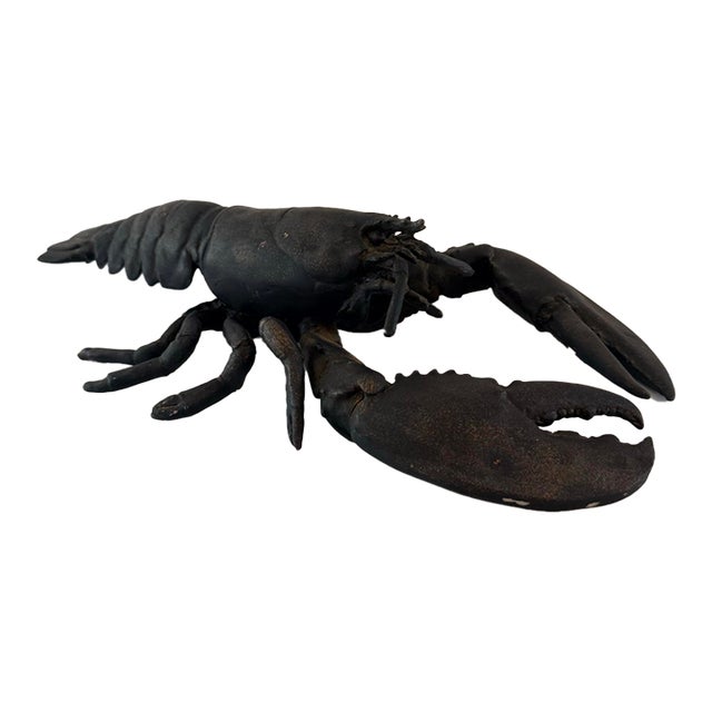 Vintage Large Blackened Cast Metal Lobster Sculpture For Sale